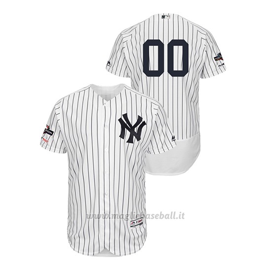Maglia Baseball Uomo New Y Ork Yankees Personalizzate 2019 Postseason Flex Base Bianco